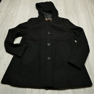 GAP Black Hooded Cape Coat Size M